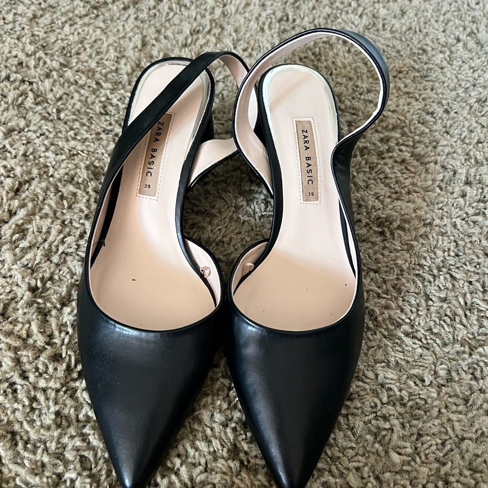 Zara Black Women's Slingback Shoes